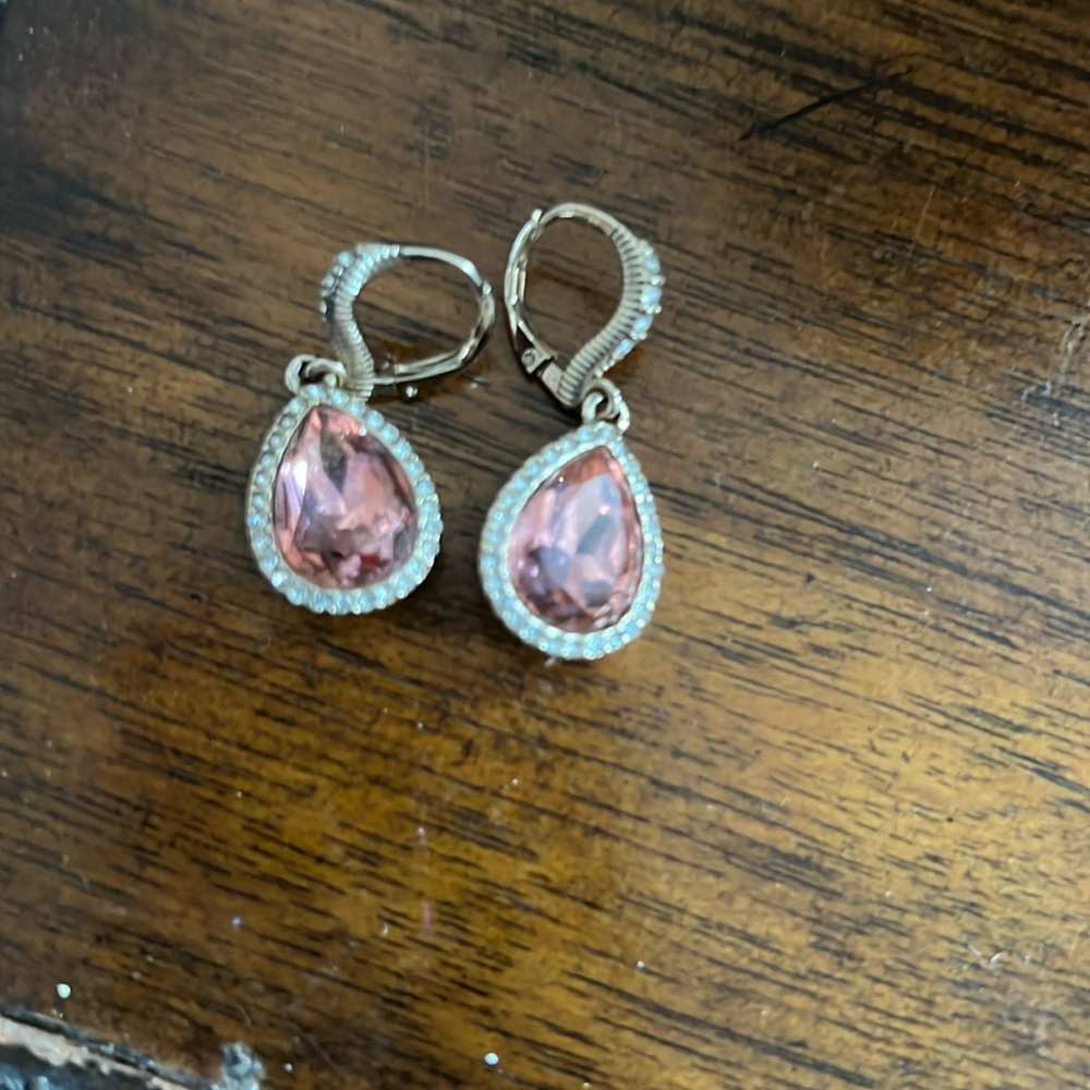 Givenchy pink and diamond tear drop earrings